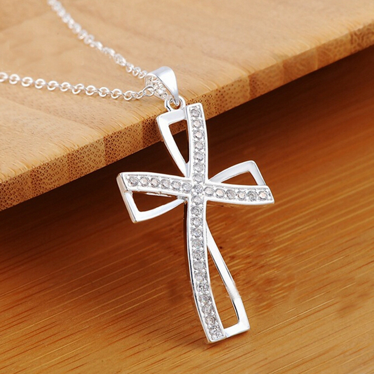 Womens Silver Cross Necklace, Womens Cross Pendant by Proclamation